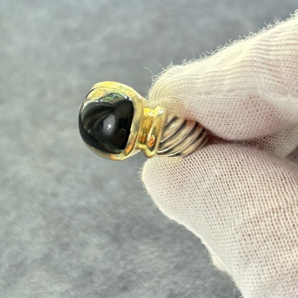 David Yurman 925 & 14k Gold Noblesse Ring with Black Onyx 5.5 - Picture 9 of 10